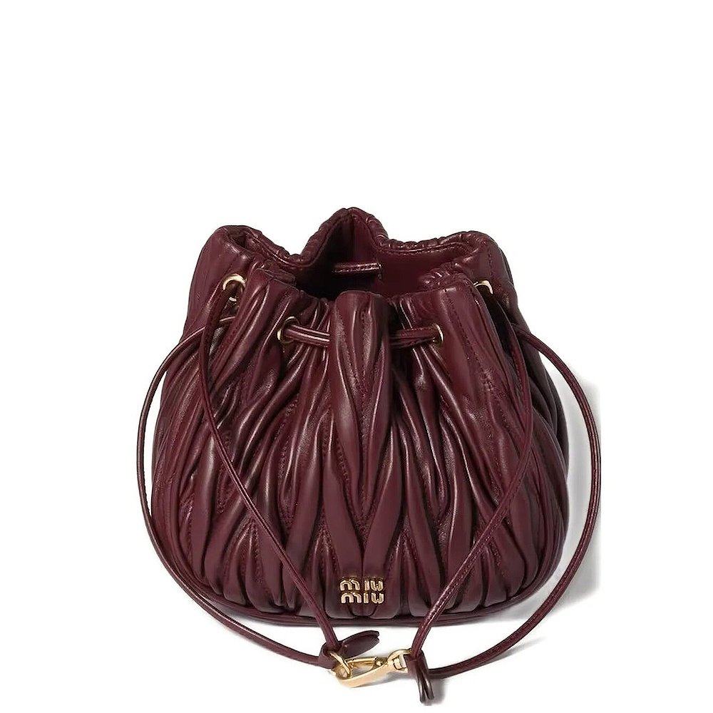 潮奢 Miu Miu 缪缪 女士 馬特拉塞凸紋抽繩水桶包 5ND022AFPP,箱包皮具/热销女包/男包,手拿包,淘宝优惠券,粉丝福利购,淘宝优惠卷