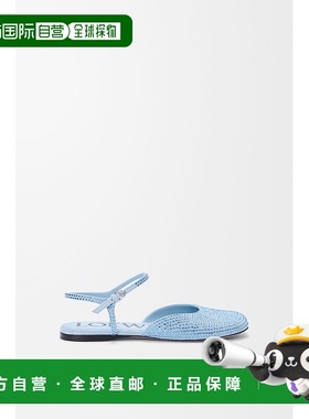 自营1h可退 欧洲直邮Loewe罗意威 Toy系列女士浅蓝色丝绒皮革芭蕾