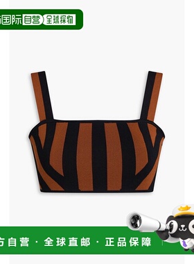 1h可退 香港直邮Staud 女士 Zola 短款条纹提花针织上衣 3682674B