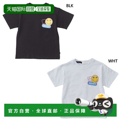 日本直邮Rusty Junior 儿童短袖贴布T恤 后背印花短袖T恤 上衣 休