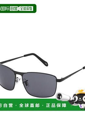自营Fossil Men's Square Sunglasses - black 美国奥莱直发