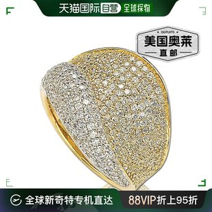 镀金纯银方晶锆石密镶戒指 黄色 Levian 美国奥莱 14K Suzy