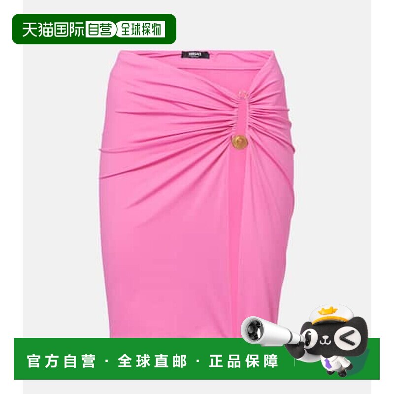 1h可退 香港直邮versace 范思哲 女士 别针褶皱针织迷你半身裙