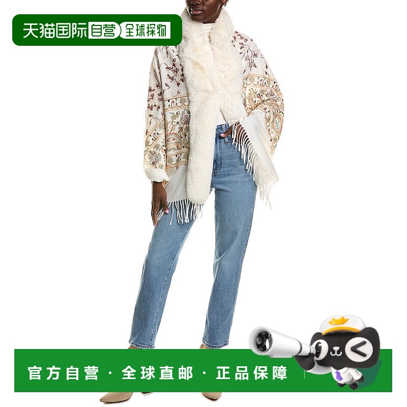 自营La Fiorentina Embroidered Floral Wrap - white 美国奥莱直