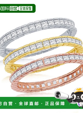 自营 simona 925 纯银三色 Channel-Set Baguette CZ Eternity 三