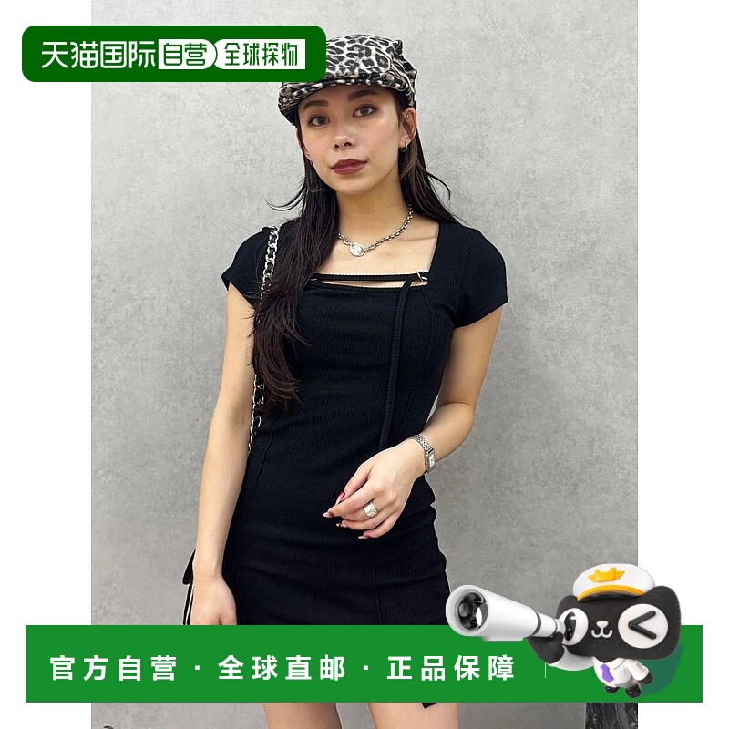 1h可退 日本直邮EVRIS 女装 紧身短款半袖连衣裙 切割设计显瘦 37