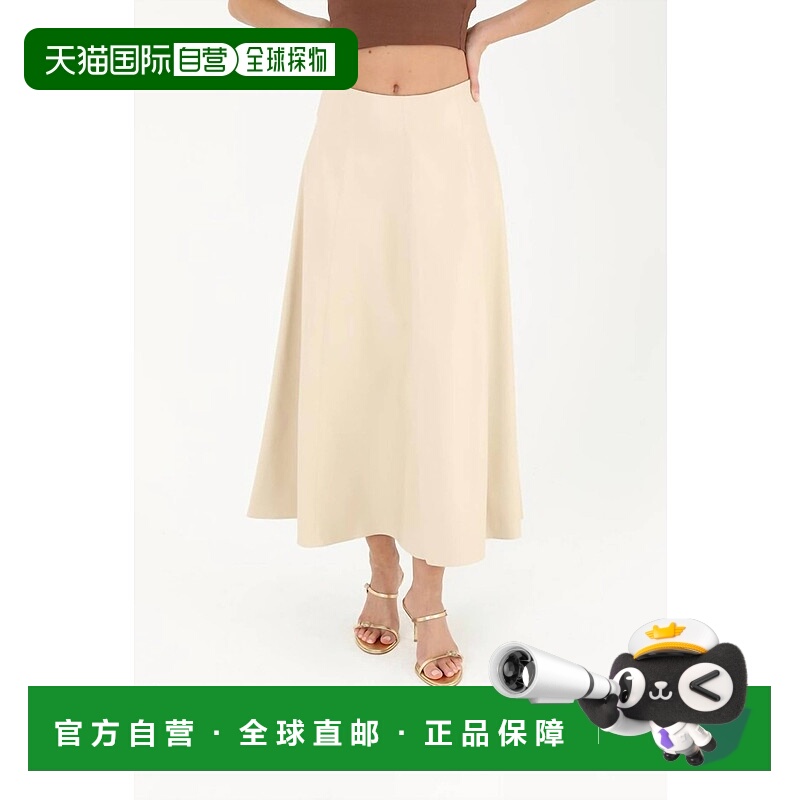 自营elan米色亚麻拉丝迷笛裙 美国奥莱直发半身裙包臀裙