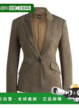 自营 bossSlim-fit blazer in melange sharkskin fabric - patte