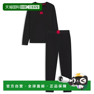 自营hugo bossGift-boxed pajamas with red logo labels - black
