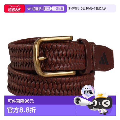 日本直邮adidas 高尔夫皮革弹力腰带 [KOL41-IP9907BRN] 男士腰带