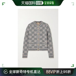 Gucci 香港直邮潮奢 女士提花针织羊毛开襟衫 99新未使用 古驰