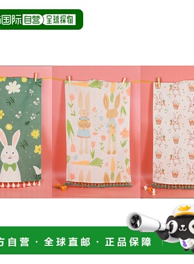 自营tiramisu春季花园兔子毛巾套装-猎人绿、橙色、奶油色 美国奥