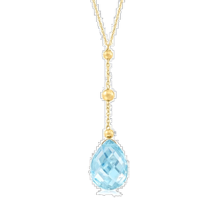 自营Ross-Simons 瑞士蓝色托帕石 Y 形项链 14kt 黄金 - 18 英寸