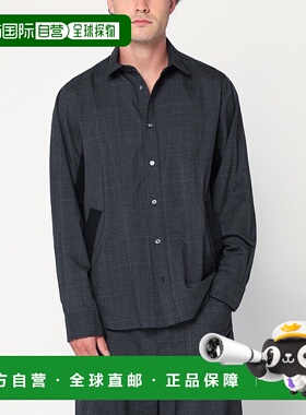 1h可退 香港直邮潮奢 Sacai 男士 灰色格子羊毛衬衫式夹克 250380