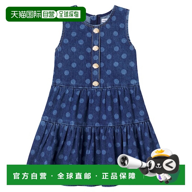 1h可退 香港直邮潮奢 Self-Portrait 女童 波尔卡圆点牛仔连衣裙