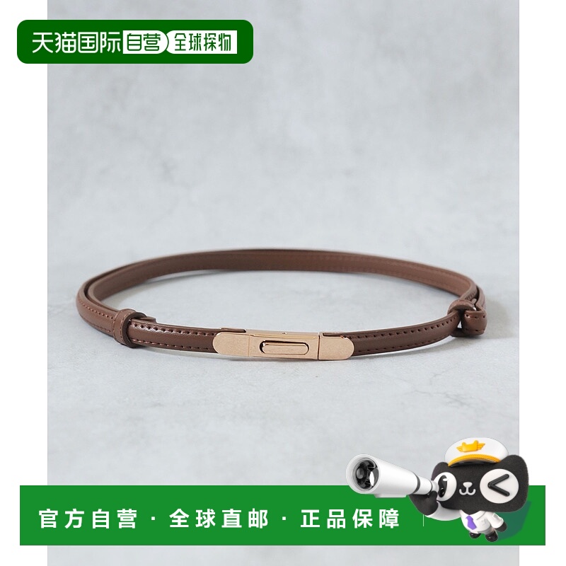 1h可退 日本直邮florge 女士 无孔细款牛革一键扣皮带 U47064164