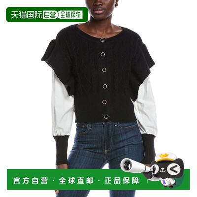 自营Gracia拼接毛衣-黑色 美国奥莱直发