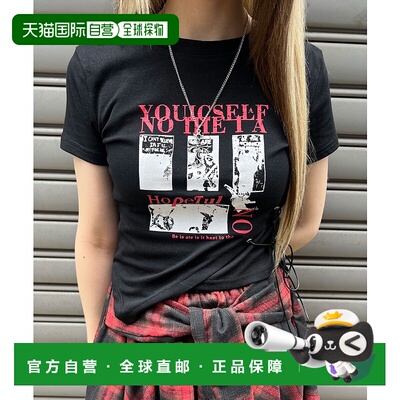 1h可退 日本直邮Figments 女士 修身短款朋克T恤 侧边系带设计 FG