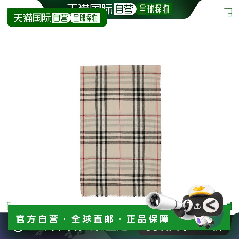香港直邮BURBERRY 女士围巾 3924751 CO 灰色 Check Scarf羊绒