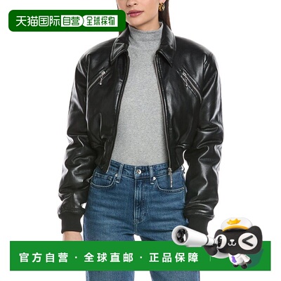 自营NANUSHKA Myrto Ribbed Cropped Jacket - black 美国奥莱直