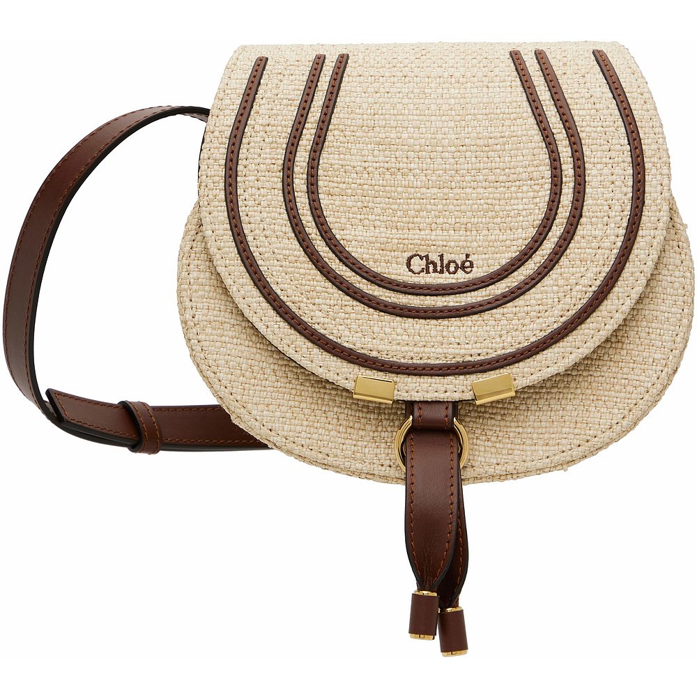 潮奢 Chloe 蔻依 女士 米色小号 Marcie Saddle 单肩包 CH25US680
