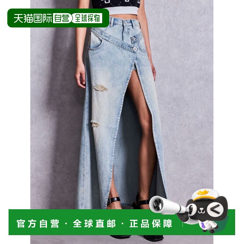 日本直邮GYDA 女装 高腰叠穿长款牛仔裙半身裙A字裙 072632512401