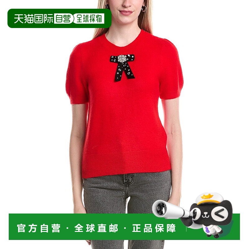 自营CeCe缎带镶边毛衣-红色 美国奥莱直发