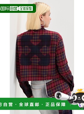 1h可退 香港直邮off-white 女士 格纹法兰绒箭号衬衫 red红色 舒
