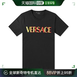 男士 黑色徽标印花棉质短袖 T恤 香港直邮VERSACE 1003982 1A02828