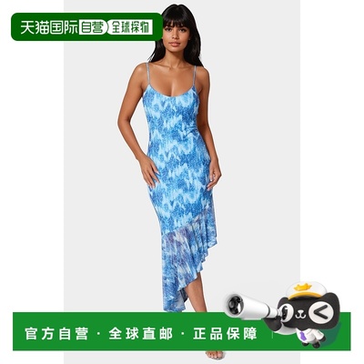 自营Bebe Women's Cascade High Low Mesh Dress - light blue 美