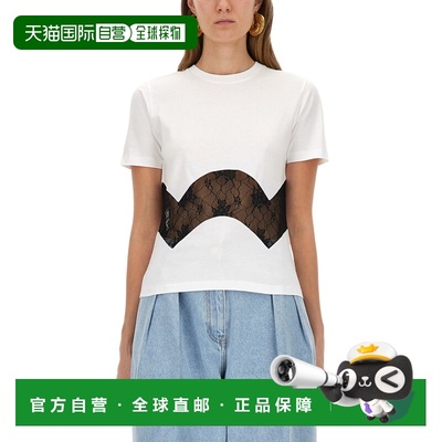 1h可退 香港直邮Nina Ricci 莲娜丽姿 女士 针织蕾丝拼块T恤 25AJ
