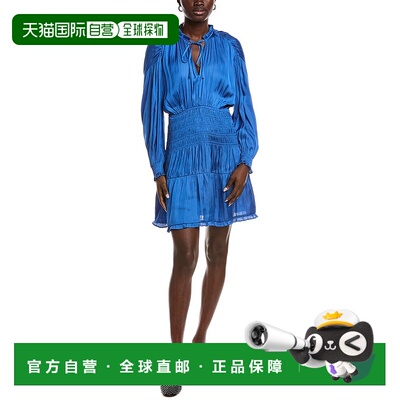 自营Maje Smocked Waist Mini Dress - Blue 连衣裙美国直发奥莱