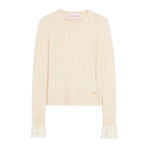 VALENTINO 女士针织毛衣 BKC62D923R0N CO 白色 羊毛长袖针织衫