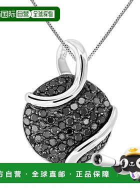 自营 vir jewels0.80 克拉黑色钻石圆形吊坠 .925 纯银配 18 英寸