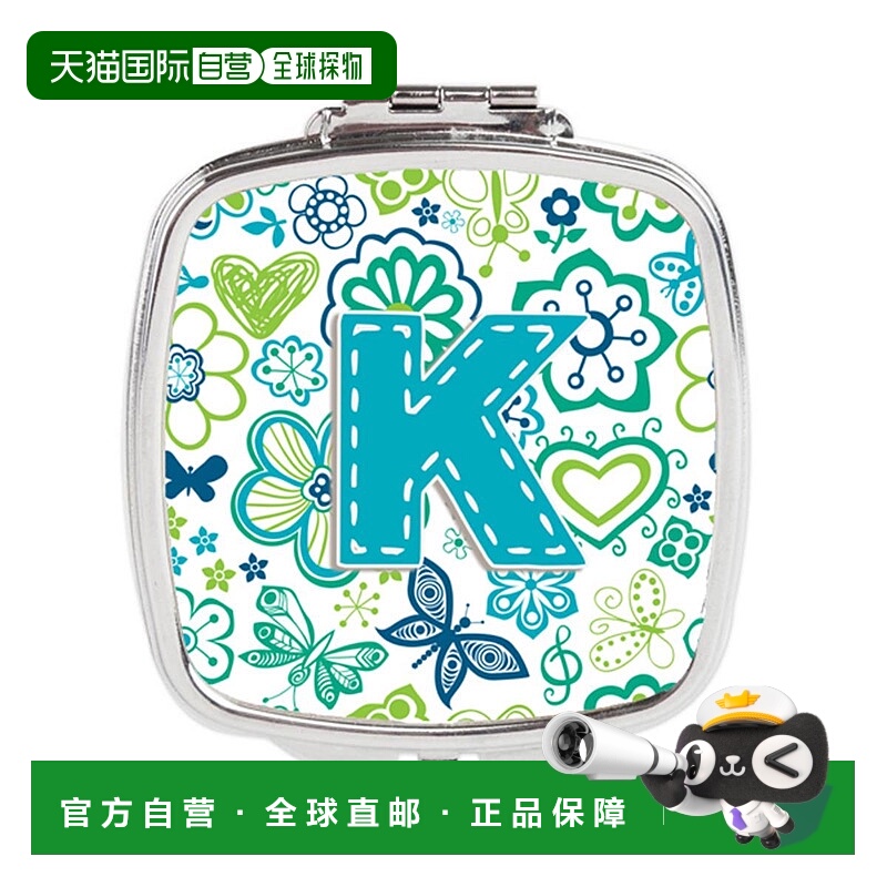 自营 Carolines Treasures CJ2006-KSCM 字母 K 花蝴蝶蓝绿色紧凑