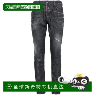 美国奥莱直发 自营 dsquared2修身 剪裁牛仔裤 黑色