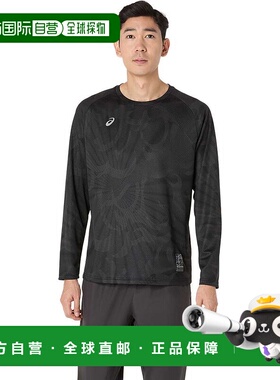 日本直邮ASICS 2031F162 速干印花长袖T恤性能黑