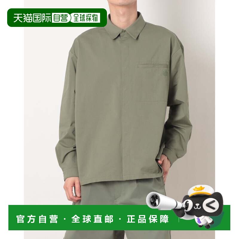 日本直邮New Balance 男士长袖衬衫 长袖网眼针织衬衫 DARK OLIVI