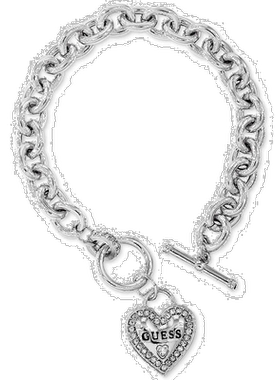 1h可退 【美国直邮】银色密镶徽标心形链式手链