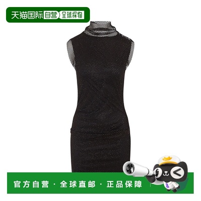 自营sportmaxCrystal-Embellished Black Dress With High Neckli