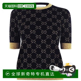 香港直邮潮奢 古驰 1h可退 Gucci 徽标棉质金银锦缎上衣 女士