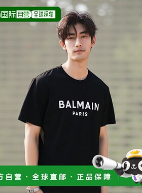 香港直邮BALMAIN 男士T恤 EH1EG010BB73EAB CO 黑色 Print T-Shir