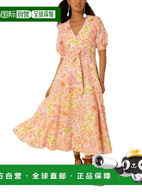 自营Hale Bob Faye Linen Midi Dress - pink 美国奥莱直发