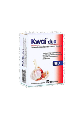 欧洲直邮德国Kwai药房版大蒜精180粒300mg+维生素B1软化心血管