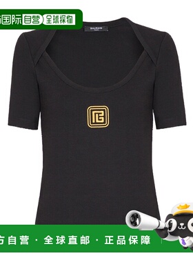 香港直邮BALMAIN 女士T恤 EF1EF101BC49EAD SS2025 黑色 短袖T 恤