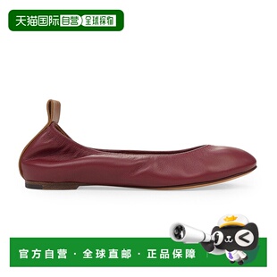 自营 lanvin棕色芭蕾舞剧-棕色 美国奥莱直发女鞋一脚蹬平底鞋