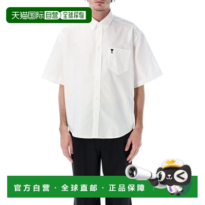 1h可退 香港直邮Ami Paris 男士 短袖弧形下摆衬衫 HSH823CO0031