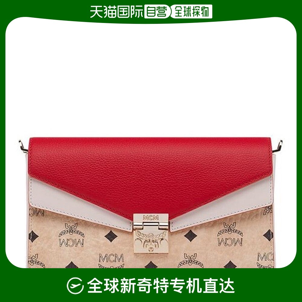 mcm女士米色翻盖字母印花信封链条包myz9sme80iz单肩包