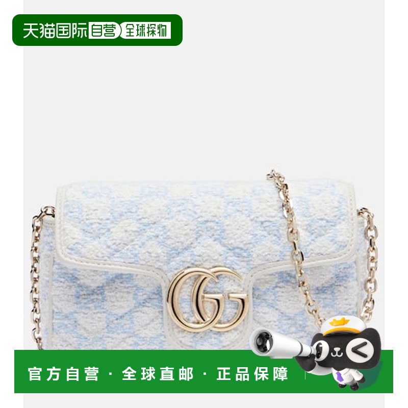 1h可退 香港直邮Gucci 古驰 女士 GG Marmont 迷你珠皮呢肩包