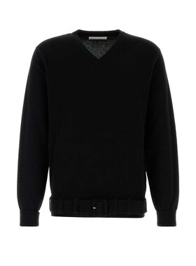 Random Identities 男士 黑色羊毛混纺毛衣 RAN04N002BLACK